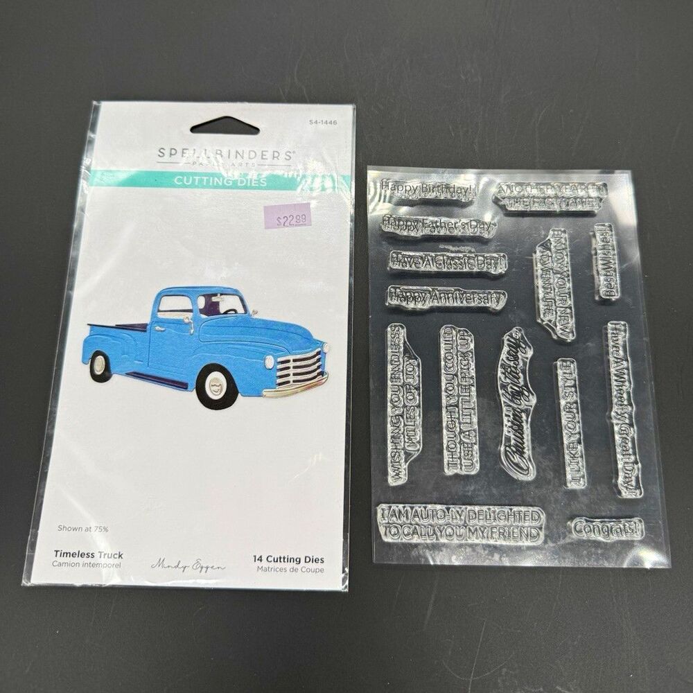 Spellbinders Timeless Truck Cutting Dies Set, 14 Dies, S4-1446 and clear stamps